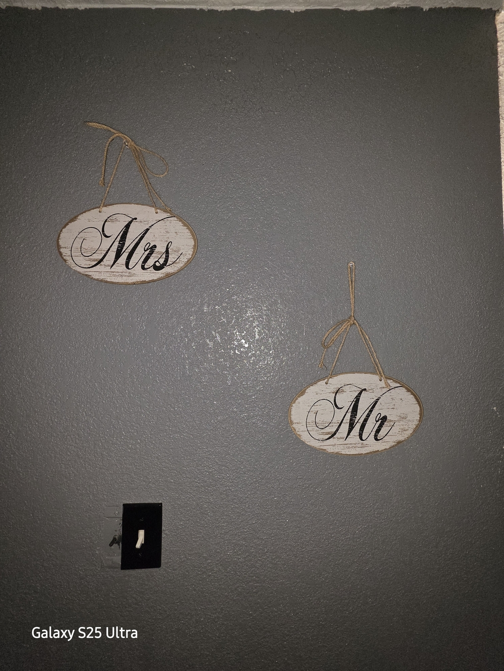 Rustic "Mr" and "Mrs" Hanging Signs - White Script